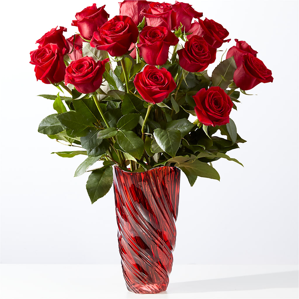 Classic Love Red Rose Bouquet with Luxe Swirl Vase – Rj Flowers Design, Galloway OH